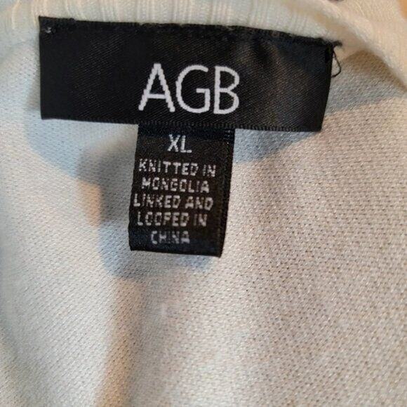 AGB Floral Sweater Women's XL Button Front Summer Cardigan Off White - Picture 2 of 12